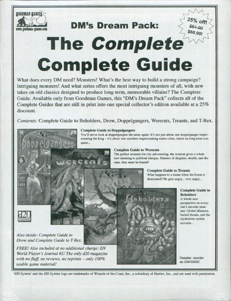 Third Edition Dungeons & Dragons Archive: d20 System: DM's Dream Pack: The <i>Complete</i> Complete Guide