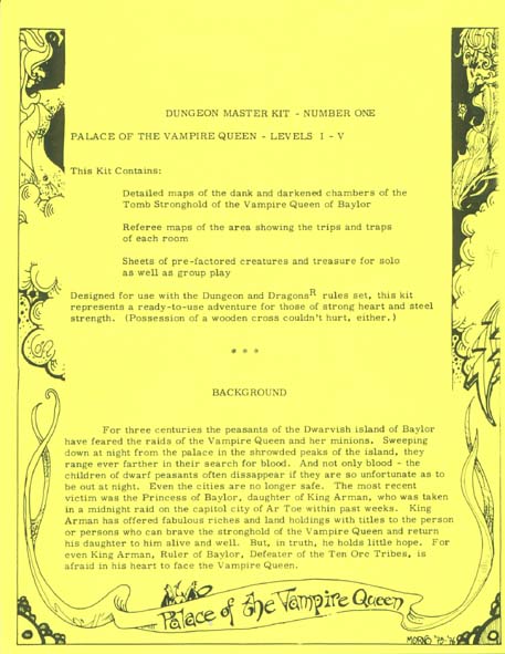Dungeons & Dragons Archive: Palace of the Vampire Queen