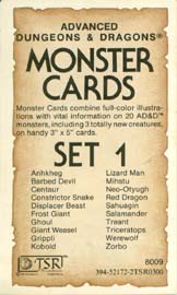 Advanced Dungeons & Dragons Archive: Monster Cards: Set 1