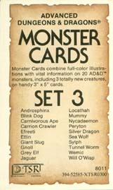 Advanced Dungeons & Dragons Archive: Monster Cards: Set 3