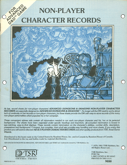 Advanced Dungeons & Dragons Archive: Non-player Character Records