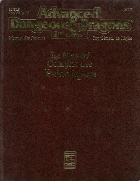 TSR Donjons et Dragons Archive: MJSR5 Le Manuel Complet des Psioniques
