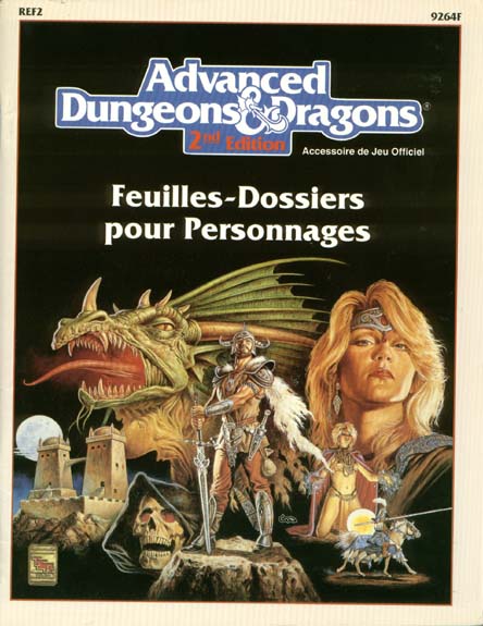 TSR Donjons et Dragons Archive: REF2 Feuilles-Dossiers pour Personnages
