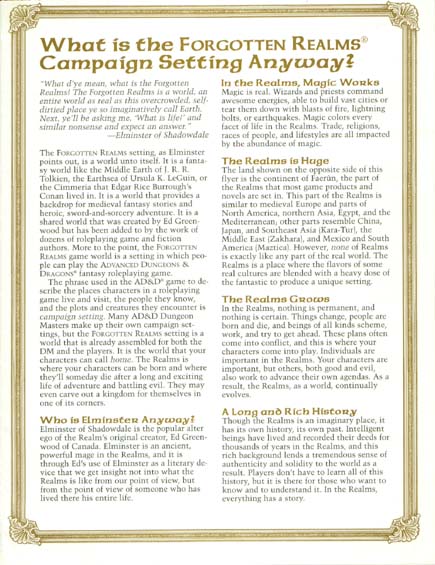 Advanced Dungeons & Dragons Archive: Forgotten Realms: What is the Forgotten Realms Campaign Setting Anyway?