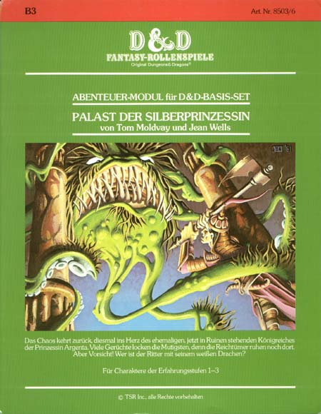 TSR D&D/AD&D Fantasy-Rollenspiele Archive: B3 Palast der Silberprinzessin