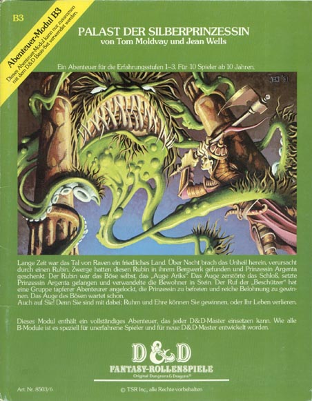 TSR D&D/AD&D Fantasy-Rollenspiele Archive: B3 Palast der Silberprinzessin