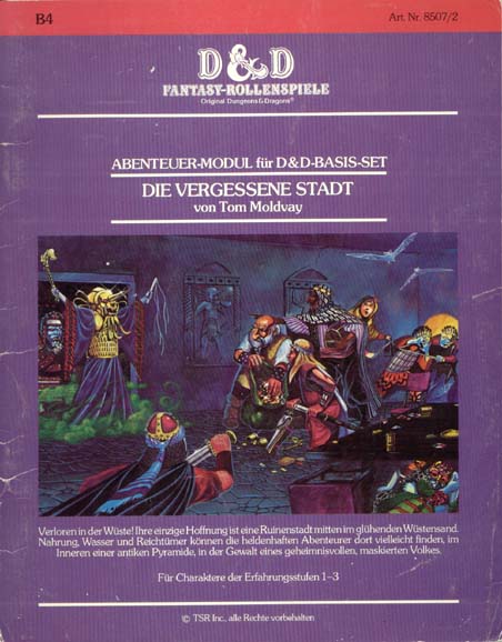 TSR D&D/AD&D Fantasy-Rollenspiele Archive: B4 Die Vergessene Stadt