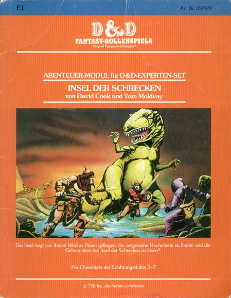 TSR D&D/AD&D Fantasy-Rollenspiele Archive: E1 Insel der Schrecken