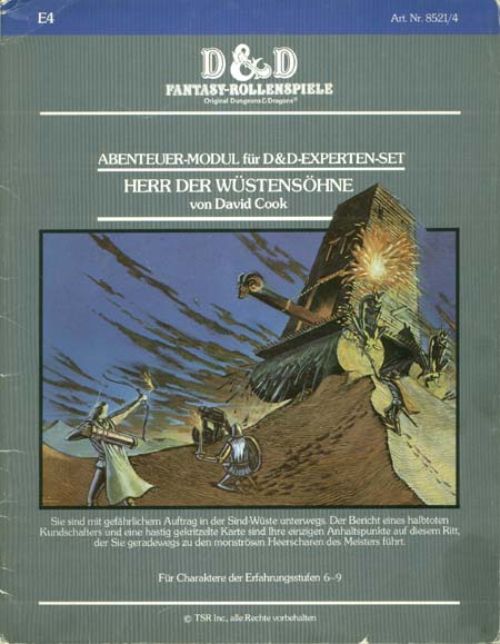 TSR D&D/AD&D Fantasy-Rollenspiele Archive: E4 Herr der Wüstensöhne
