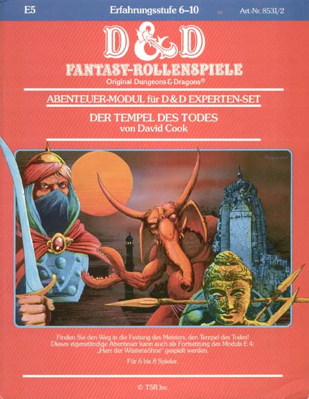 TSR D&D/AD&D Fantasy-Rollenspiele Archive: E5 Der Tempel des Todes
