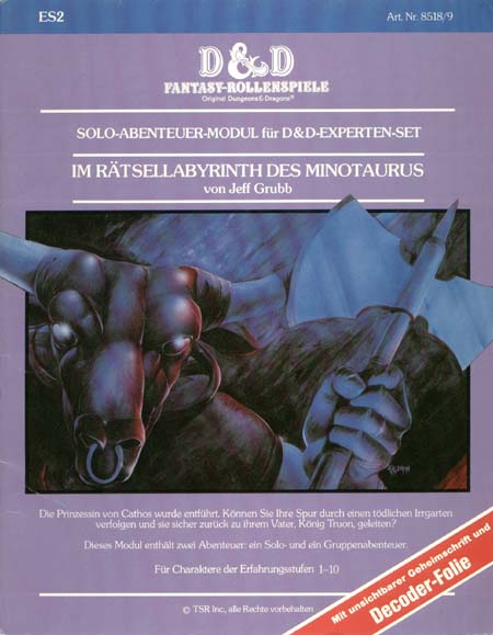 TSR D&D/AD&D Fantasy-Rollenspiele Archive: ES2 Im Rätsellabyrinth des Minotaurus