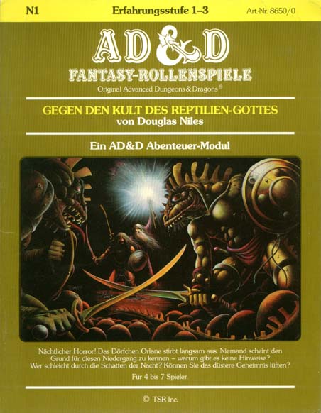 TSR D&D/AD&D Fantasy-Rollenspiele Archive: N1 Gegen den Kult des Reptilien-Gottes
