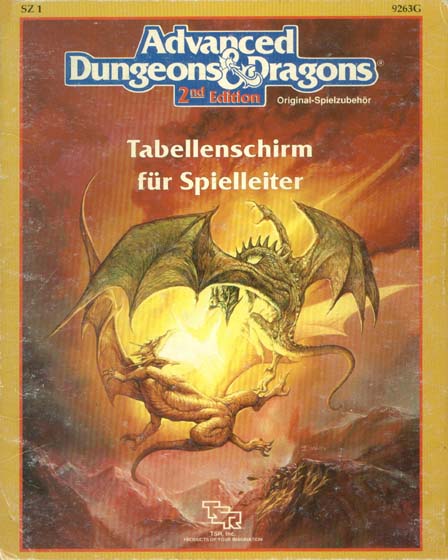 TSR D&D/AD&D Fantasy-Rollenspiele Archive: SZ1 Tabellenschirm für Spielleiter