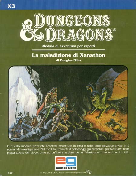 TSR Dungeons & Dragons Archive: Italian Dungeons & Dragons: X3 La maledizione di Xanathon