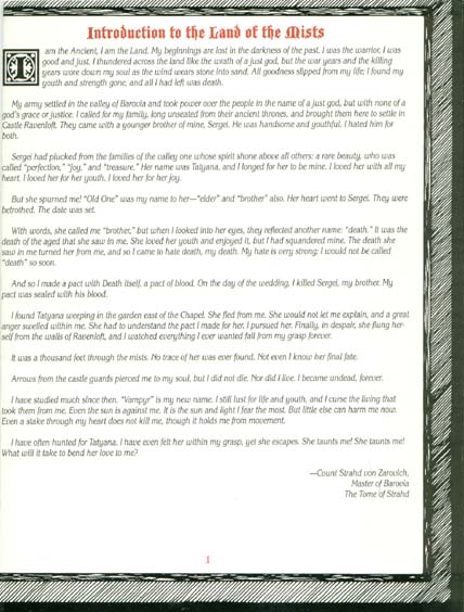TSR Dungeons & Dragons Archive: Ravenloft: Introduction to the Land of the Mists