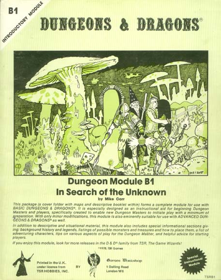 TSR Dungeons & Dragons Archive: UK Archive: B1 In Search of the Unknown