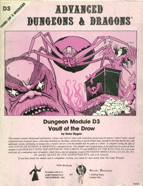 TSR Dungeons & Dragons Archive: UK Archive: D3 Vault of the Drow