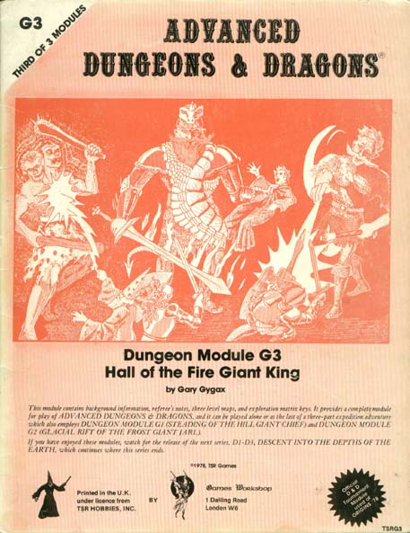 TSR Dungeons & Dragons Archive: UK Archive: G3 Hall of the Fire Giant King